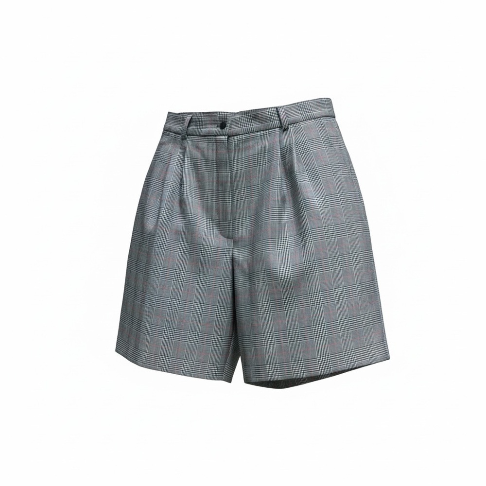 Women’s Gray Plaid Tailored Shorts - Picture 2 of 6